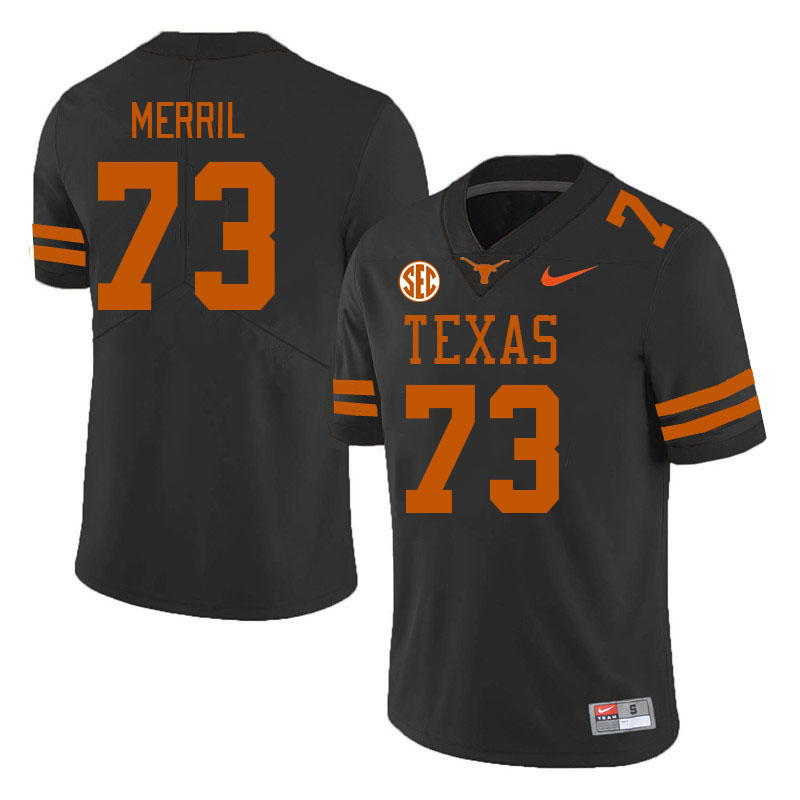 Texas Longhorns #73 Max Merril SEC Conference College Football Jerseys Stitched Sale-Black